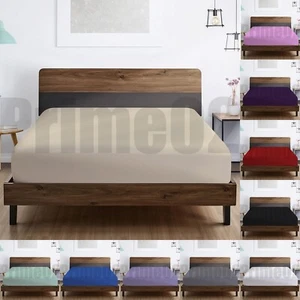 Luxus Uni 30 CM Extra Tief Spannbettlaken Single Double King Super King Size - Bild 1 von 27