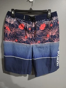 Hurley Floral Printed Board Shorts Boys 18/29 Midnight Navy Pocket Elastic Waist - Picture 1 of 5