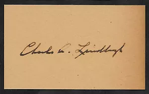 Charles Lindbergh Autogramm Nachdruck auf Original Original Periode 1920er Jahre 3X5 Karte - Bild 1 von 1