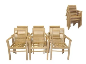 AFG Gartenstuhl Gartenstühle Stapelstuhl Stapelstühle 6er Set Teak (10367) - Bild 1 von 8