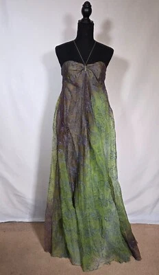 Maxi Vestido Emporio Armani Talla 40/4 Verde Ombre Transparente Superposición Cóctel Hada Nuevo con Etiquetas Foto 1 de 4