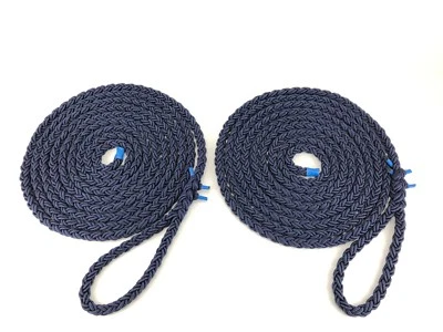 2 x 16 Metres Of 12mm Navy Blue 8 Strand Nylon Mooring Ropes Lines Sailing Boats - Image 1 of 4