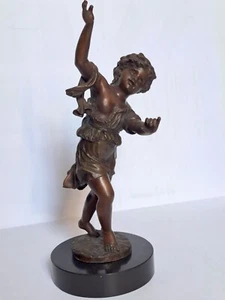 24-9-8 französische Barock Skulptur Bronzefigur signiert E. Plat - Bild 1 von 8
