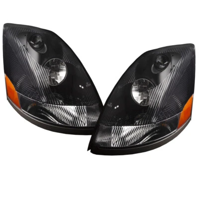 Left Right Set Pair Headlights Fits 04-15 Volvo VN Black W/Non-Protruding Lens Foto 1 de 4
