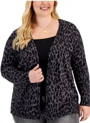 Cardigã feminino Style & Co plus size frente aberta estampa animal 3X - Imagem 1 de 2