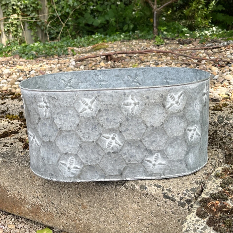 Planters for Garden 38.5cm Oval Bee Decorative Plant Pot Outdoor Flower Trough - Image 1 of 4