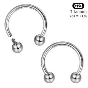 F136 G23 Titanium Horseshoe Septum Ring Body Piercing Ear Nose Ring Barbell - Picture 1 of 4