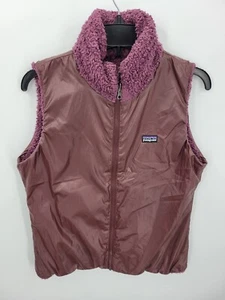 Patagonia Vest Womens Medium Maroon Reversible Zip Up Mock Neck Outerwear - Picture 1 of 7