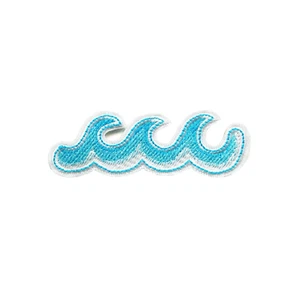Blue Ocean Wave Embroidered Iron-On Patch  Coastal Themed Beach Vibes Badge - Picture 1 of 2