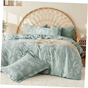 Bed in a Bag Queen 7 Pieces, Sage Green Queen Comforter Set Reversible - Picture 1 of 7