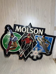 Rare Vintage Molson Beer Tin Sign Ski Sign Mancave - Picture 1 of 13