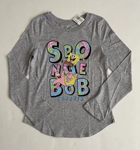 NWT Spongebob Girls Graphic T-Shirt Long Sleeve - Size Medium - FREE SHIP - Picture 1 of 7