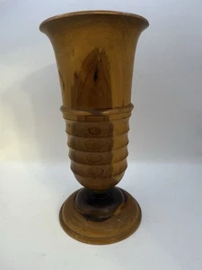Vintage Hand Turned Wooden Vase 8” Tall Decorative Wood Vase - Picture 1 of 5