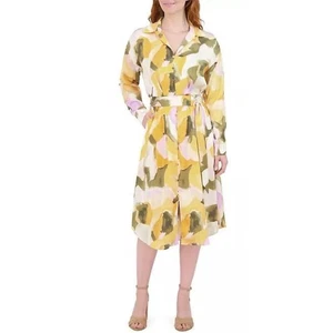 NWT French Connection Women's Long Shirt Dress -Long Sleeves -Multicolor- Size M - Picture 1 of 3