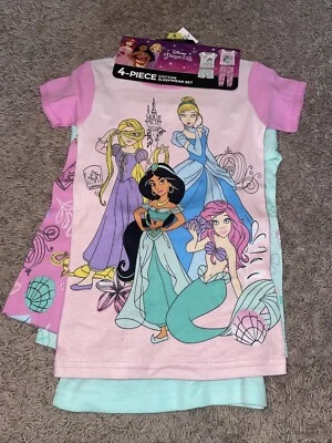 NWT Girl's Disney Princess 4 Piece Pajama Set 4T - Image 1 of 2