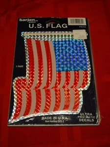 Calcomanías prismáticas Barjan bandera estadounidense SELLADAS nuevas stock antiguo 7"" x 5"" 045-2 - Imagen 1 de 3