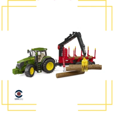 Bruder Trattore John Deere c/ rimorchio forestale 03154  trattore mezzo agricolo - Immagine 1 di 4