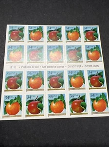 Scott#3491-92-2001 34c Apple & Orange Booklet of 20 MNH-Choice - Picture 1 of 4