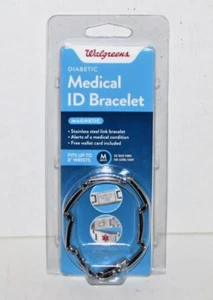 Walgreens Diabetic Medical ID Bracelet Customizable L - XL 8” with card NEW! - Picture 1 of 7