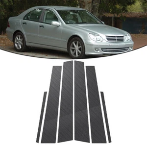 Carbon Fiber Black Window Pillar Posts Fit Mercedes-Benz C-Class W203 2001-2007 - Picture 1 of 19