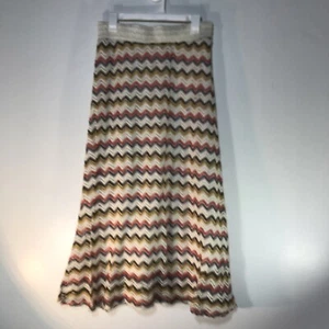 Lapis Multicolored Full Crochet Chevron Print Maxi Skirt Womens Size L - Picture 1 of 8