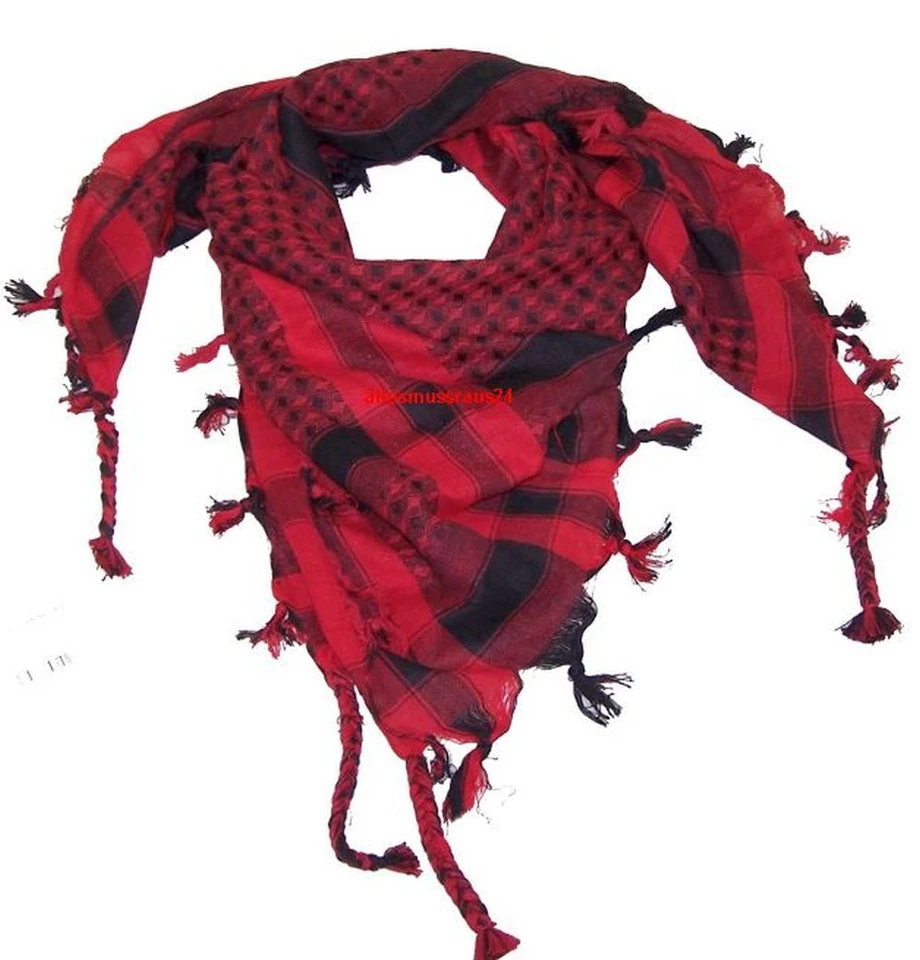 KÖGLER Großes Palästinensertuch Halstuch 100% Baumwolle Pali Tuch Schal Rot-Schwarz Neu