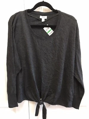 Style&co. Nuevo con etiquetas Suéter L Negro Gris Brezo Corbata Frontal $49 P124 Foto 1 de 4