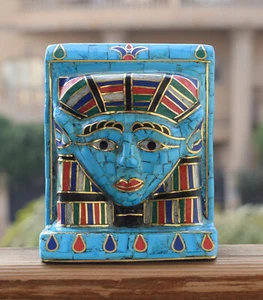 Estatua Hathor Egipcia - Incrustación Azul - Coleccionable - Renacimiento - 4.3" - Imagen 1 de 5