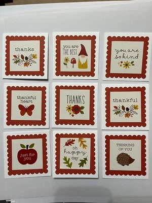 Mini tarjetas de notas temáticas otoño otoño 3x3 - Juego de 9 - Hechas a mano con sobres Foto 1 de 4