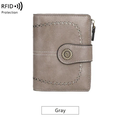 Carteras de cuero para mujer con bloqueo RFID pequeñas compactas porta tarjetas de crédito Foto 1 de 4