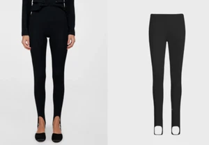 Stone Row Stirrup Jeans Size 27 Black Stretch Cotton Velour Velvet Leggings NWT - Picture 1 of 1