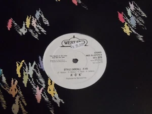 A'O'K' Style PROMO 12" Single Vocal and Instrumental Versions White Label Westen - Picture 1 of 2