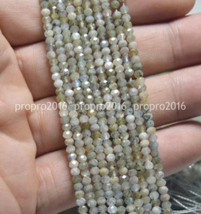 2x3mm Faceted Real Labradorite Gemstone Roundel Loose Beads 15.5" P449 - Picture 1 of 5