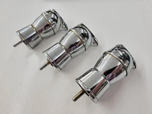 Vintage Set Of 3 Chrome Liquor Bottle Pourer Spout Stopper Mid-Century Bar Deco - Picture 1 of 9