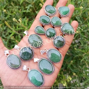 Aventurine Gemstone 925 Sterling Silver Plated Handmade Lot Rings & Pendants Lot - Picture 1 of 3