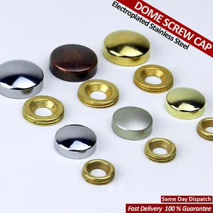 12 MIRROR SCREW CAPS THREADED SCREW CAP COUNTERSUNK HEAD SCREW CAP ELECTROPLATED - Picture 1 of 12