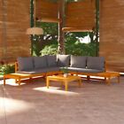4 Piece Patio Lounge Set Acacia Wood Modular Design Sofa With Cushions Furniture