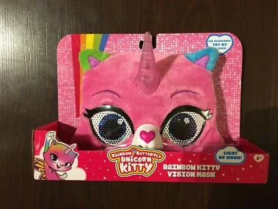 Rainbow Butterfly Unicorn Kitty Rainbow Kitty Vision Mask  Light Up Horn  NEW - Image 1 of 3