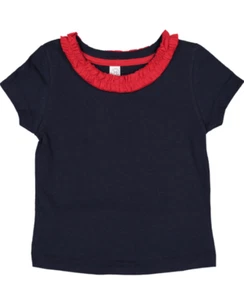 Toddler Girls Ruffle Neck 100% Ring Spun Cotton T-Shirt - Multiple Colors/Sizes - Picture 1 of 13