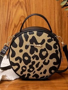 Stylish Leopard Print Women's One Shoulder Round Bag - Picture 1 of 4
