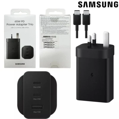 Genuine Samsung 65W Super Fast Charger Plug Triple Port Trio PD Power Adapter - Image 1 of 4