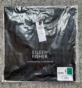 NWT Eileen Fisher Medium Black Sheer Silk Glimmer Ballet Neck Tank Shirt Tunic - Picture 1 of 5