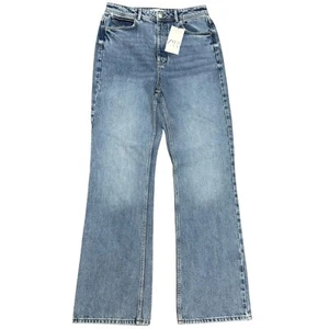 Zara High Rise Button Fly Blue Jeans Womens Size 10 Flare Leg Medium Wash NWT - Picture 1 of 8