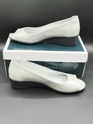 Bombas femininas Karen Scott Yaritza prata biqueira aberta tamanho 10 novas com etiquetas - Imagem 1 de 4