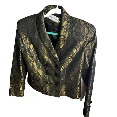 Chaqueta Jessica Howard Talla 6 Verde Satinado Lentejuelas Floral Forrada Formal Cachemira Foto 1 de 4