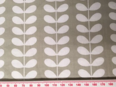 1M x 1M 100cm Square Orla Kiely Tiny Stem Grey / Beige Light Cotton Fabric New - Image 1 of 4