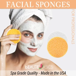 Facial Sponges - Compressed Natural Cellulose Face Cleansing Spa Pad Puff Tools - Picture 1 of 18