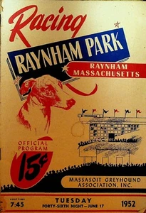 Raynham Park Massachusetts Greyhound Racing Official Program June 17 1952 - Picture 1 of 2