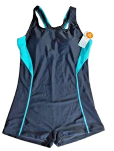 Costume da bagno sportivo Attraco XL nero pezzo unico boyleg costume da bagno allenamento nuovo con etichette - Foto 1 di 7