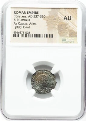 Imperio Romano Constante AD 337-350 Bi Nummus NGC AU Foto 1 de 2